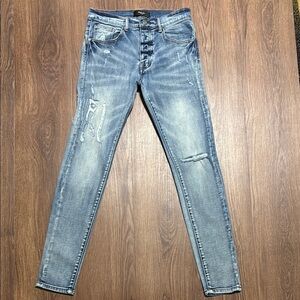 AMIRI Distressed Skinny Jeans Button Fly Light Wash Denim Size 29